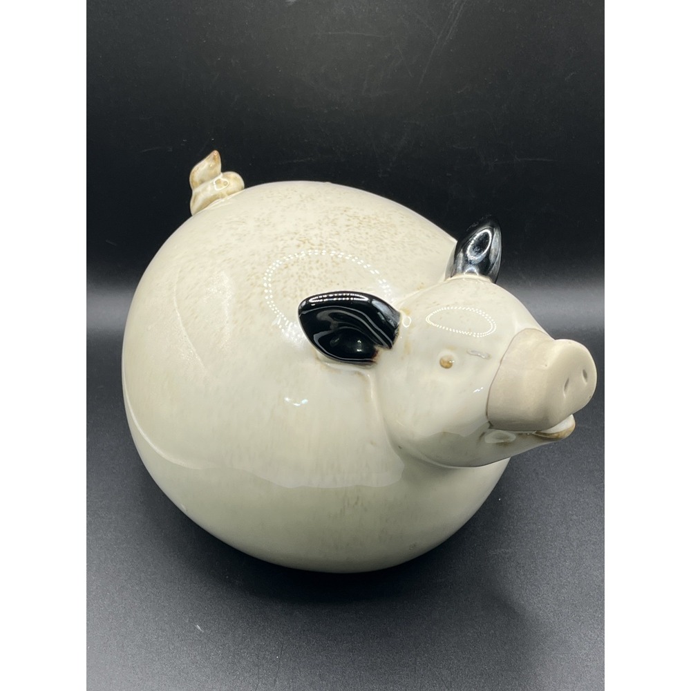 Vintage Harvest Ceramic Pig Figurine - Glazed Pottery - Farmhouse Decor